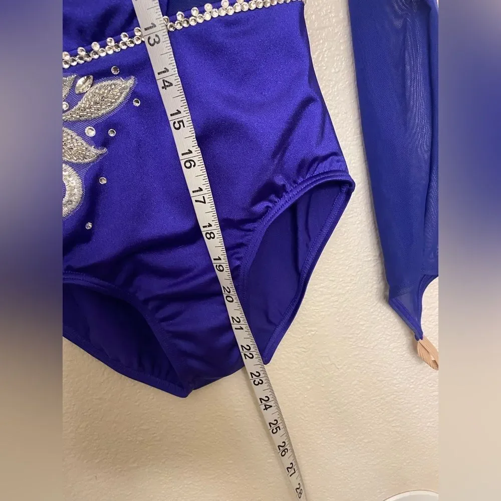 Weissman solo dance costume blue purple 15497 illusion custom leotard MC chil